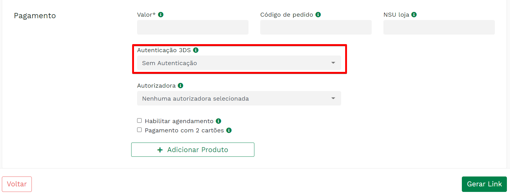"Formulário de pagamento com autenticação 3DS 2.0." -no-filter